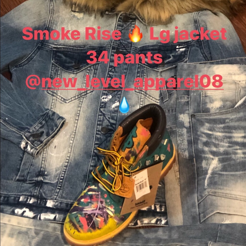 Smoke rise men denim 2 piece